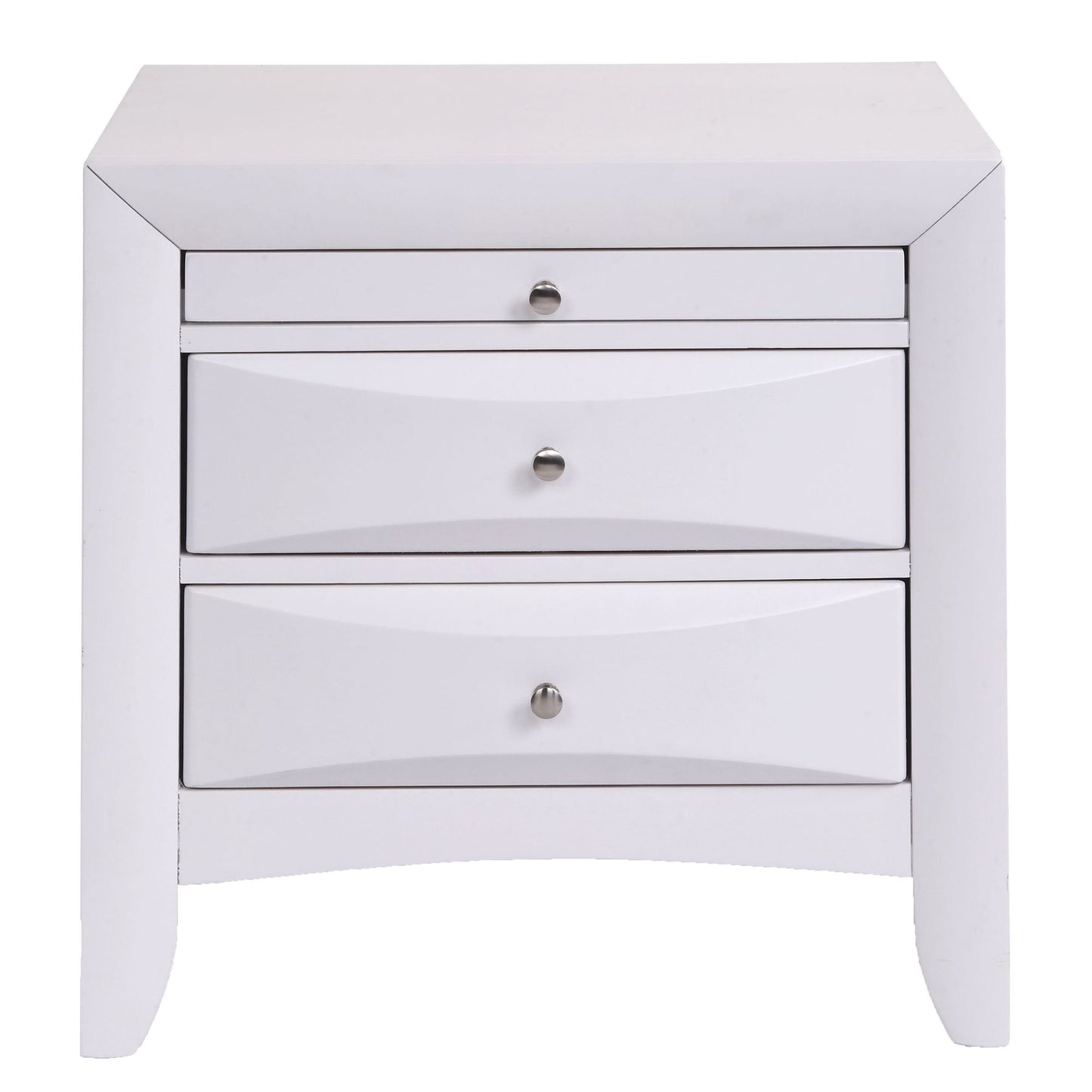 White Nightstand with 2 Drawers image 2