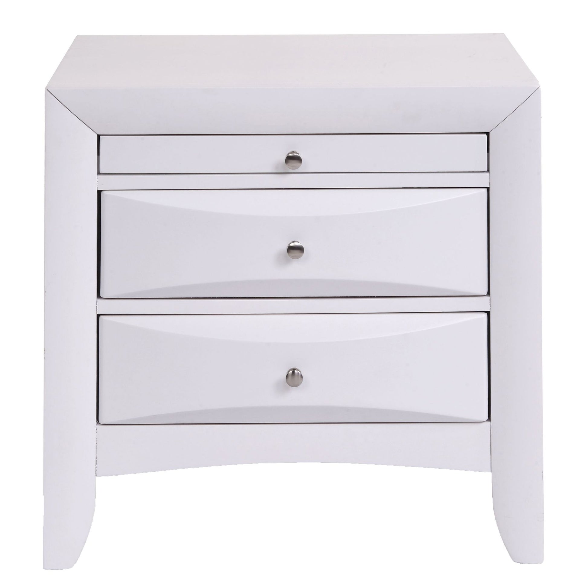 White Nightstand with 2 Drawers image 2