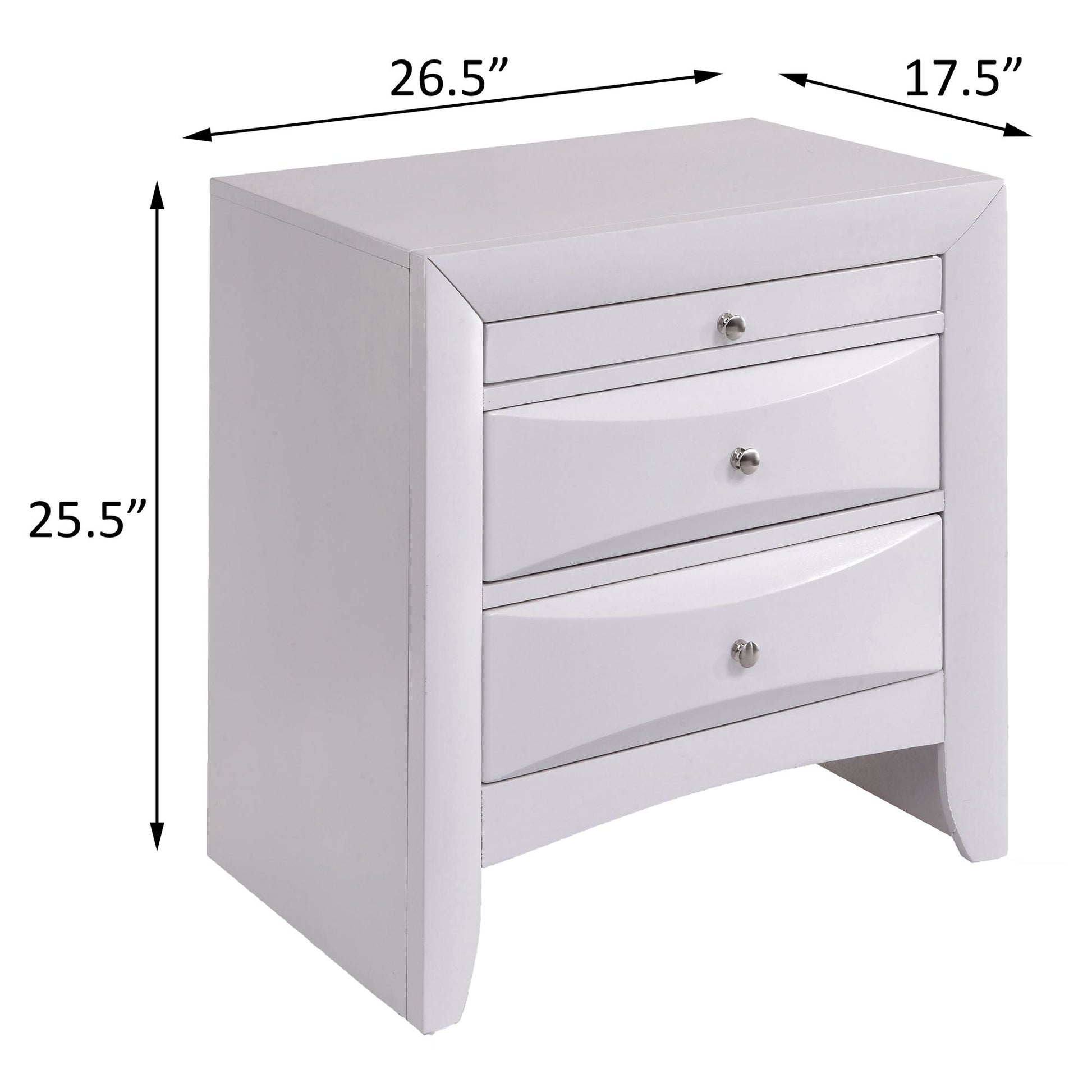 White Nightstand with 2 Drawers image 5