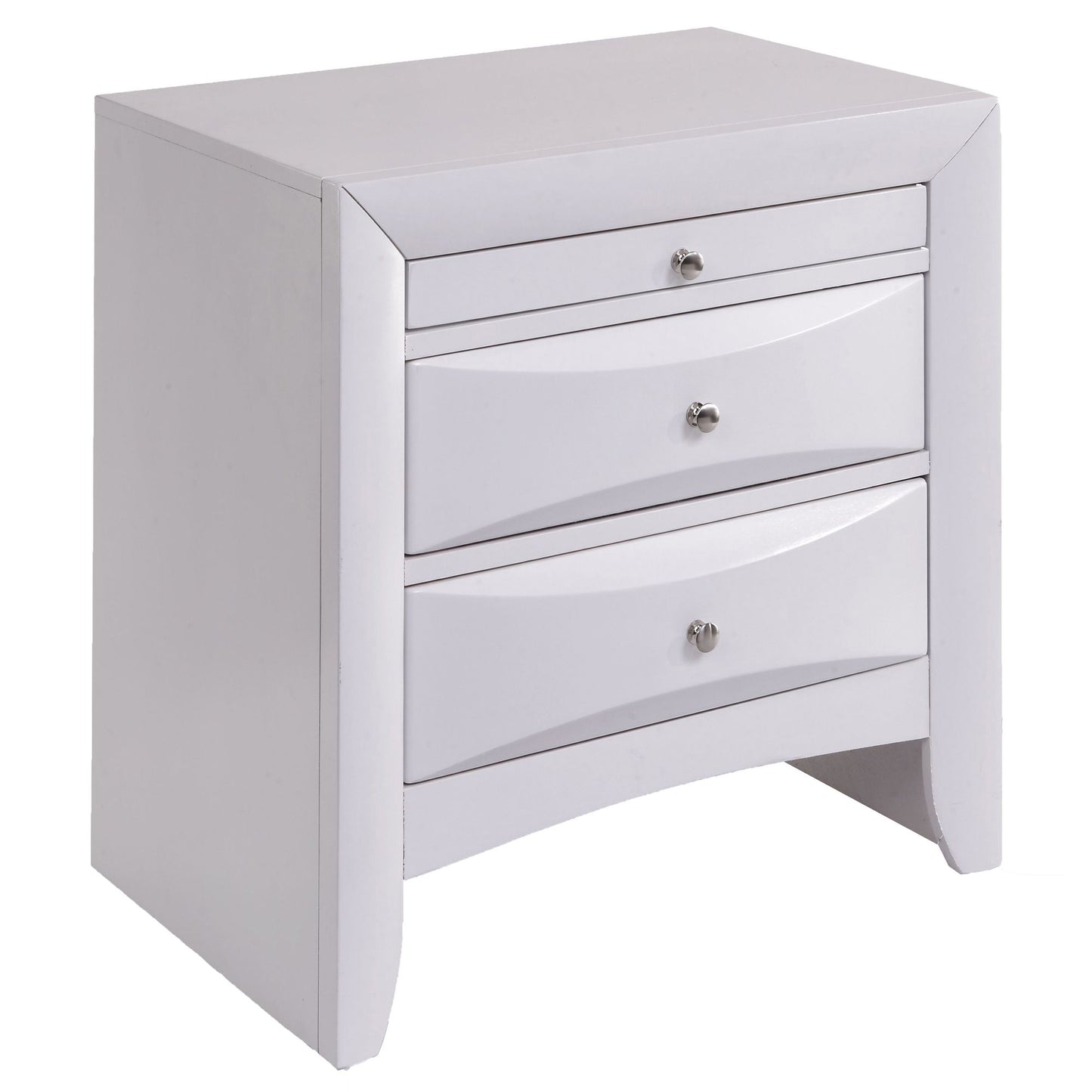 White Nightstand with 2 Drawers image 1