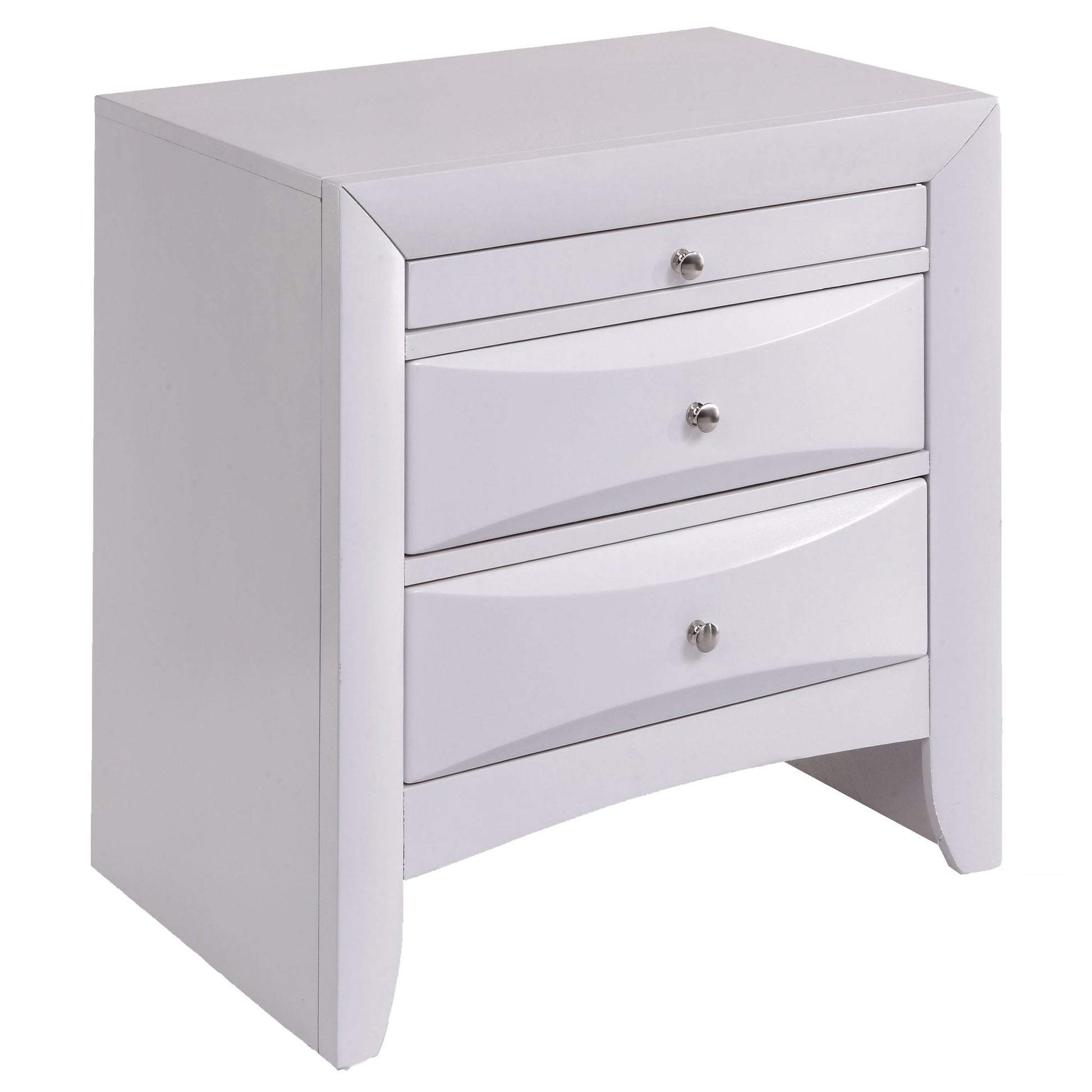 White Nightstand with 2 Drawers image 1