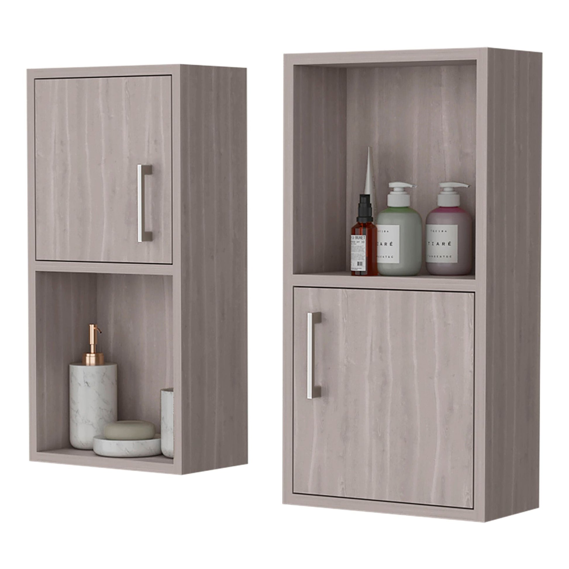 White Oak 2 Bathroom Medicine Cabinets with Open Shelf image 4