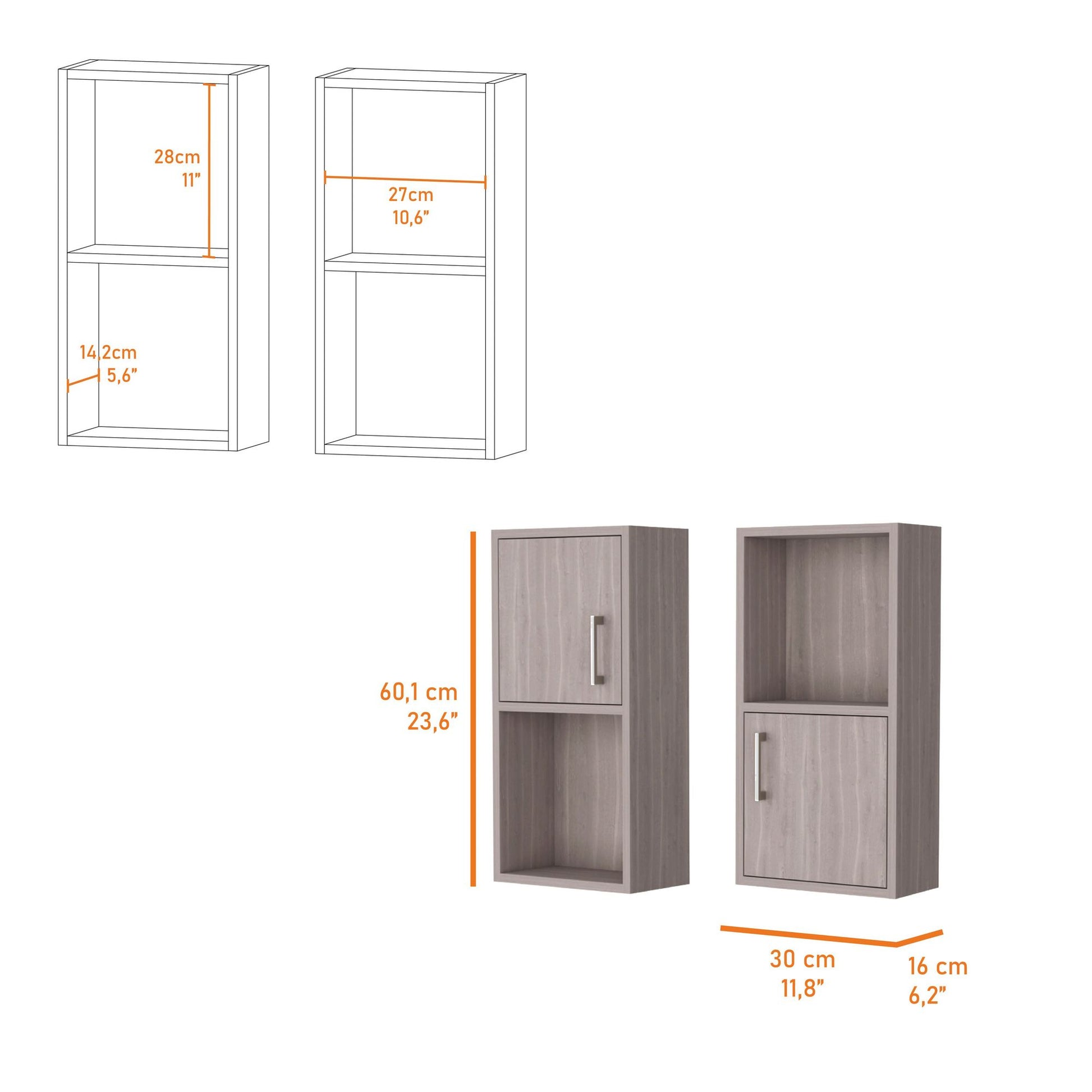 White Oak 2 Bathroom Medicine Cabinets with Open Shelf image 6