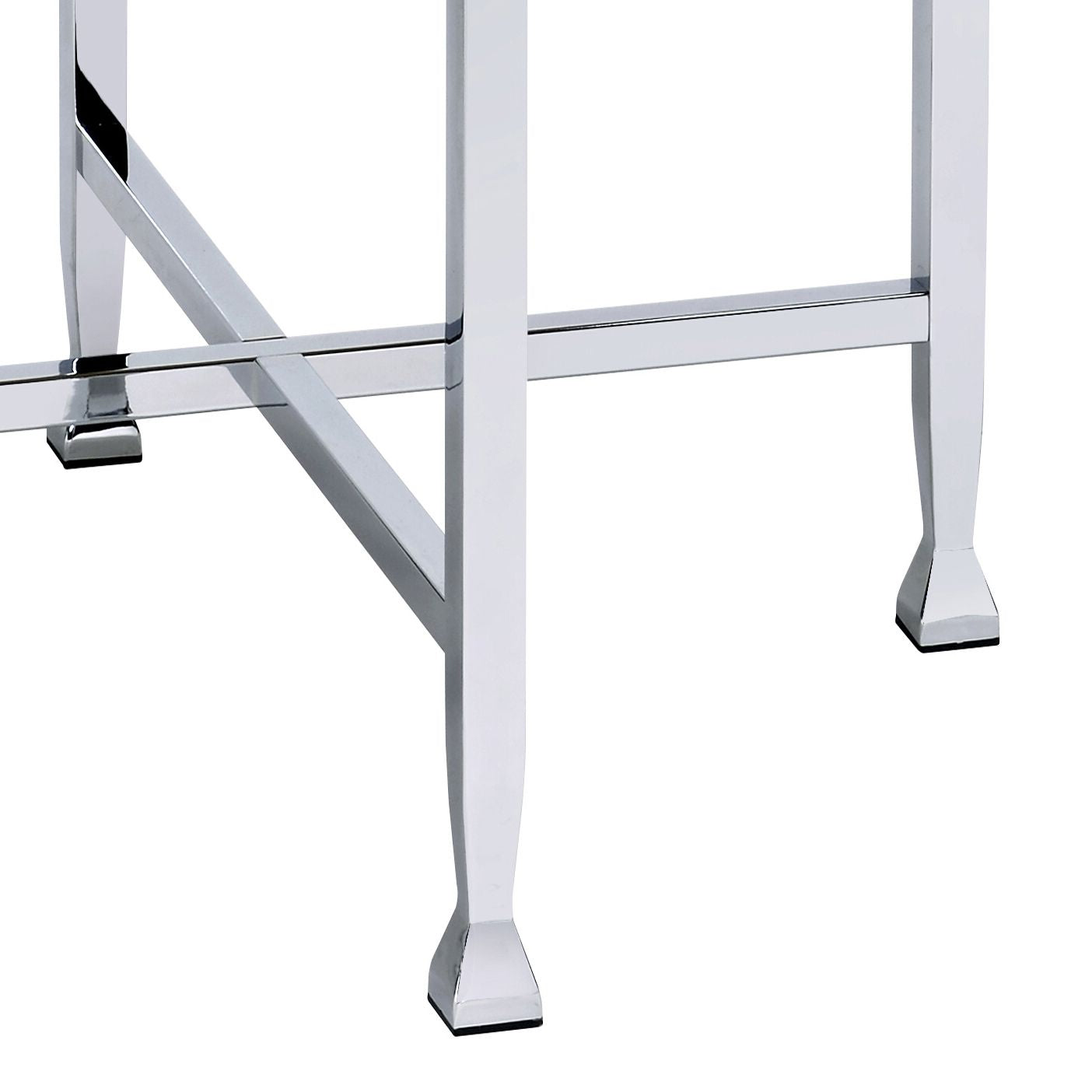 White Oak and Chrome End Table with X Shape Base image 4