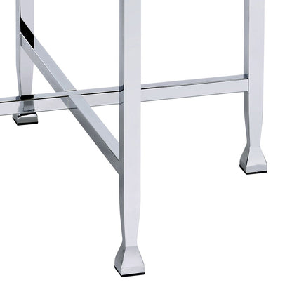 White Oak and Chrome End Table with X Shape Base image 4