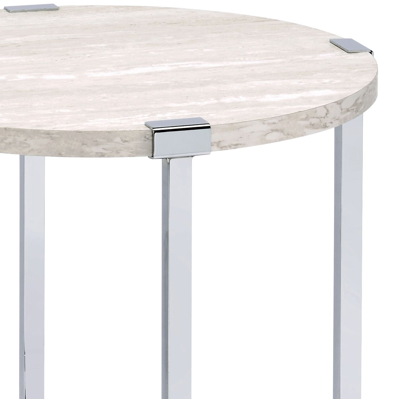 White Oak and Chrome End Table with X Shape Base image 3