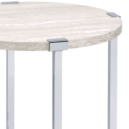 White Oak and Chrome End Table with X Shape Base image 3