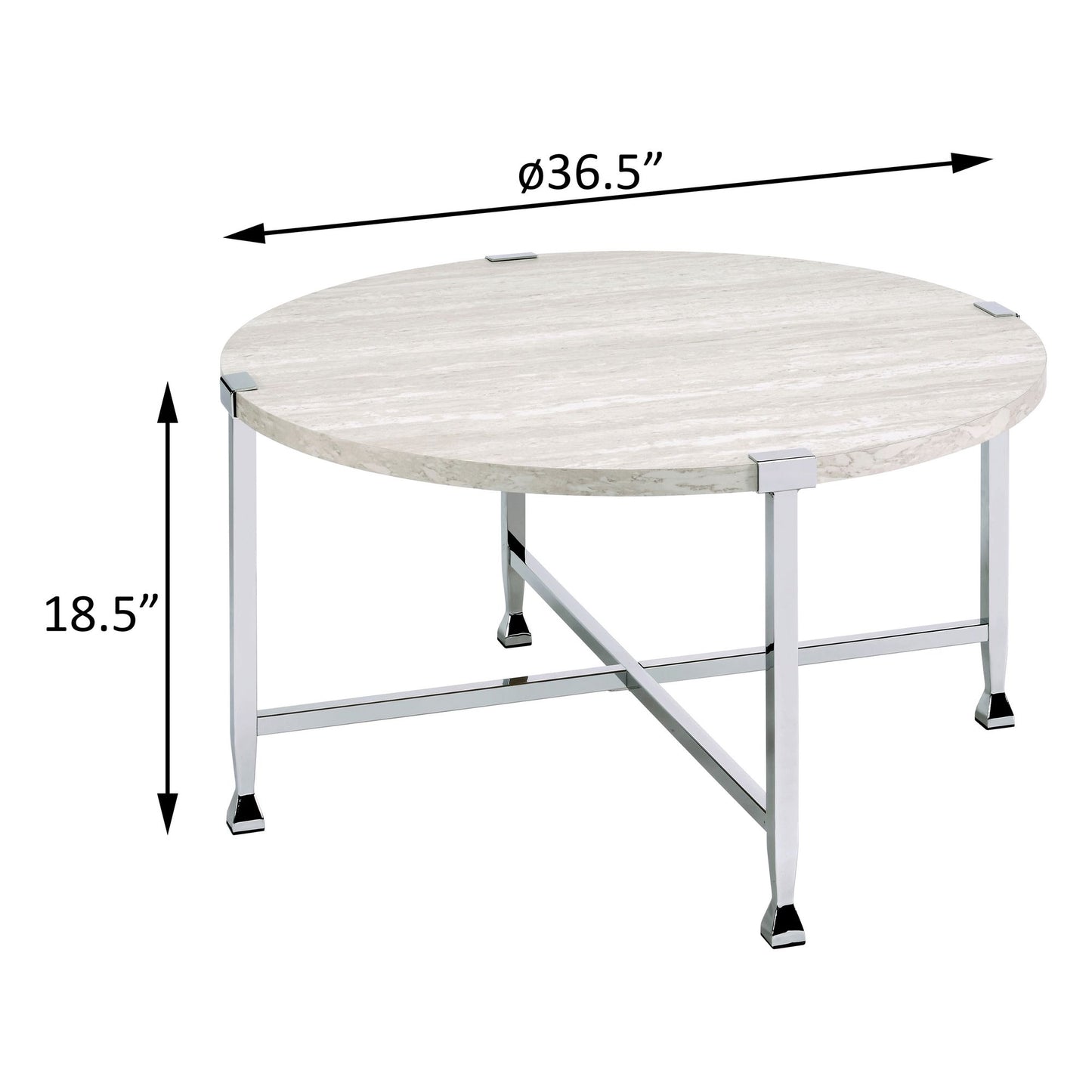 White Oak and Chrome Round Coffee Table image 4