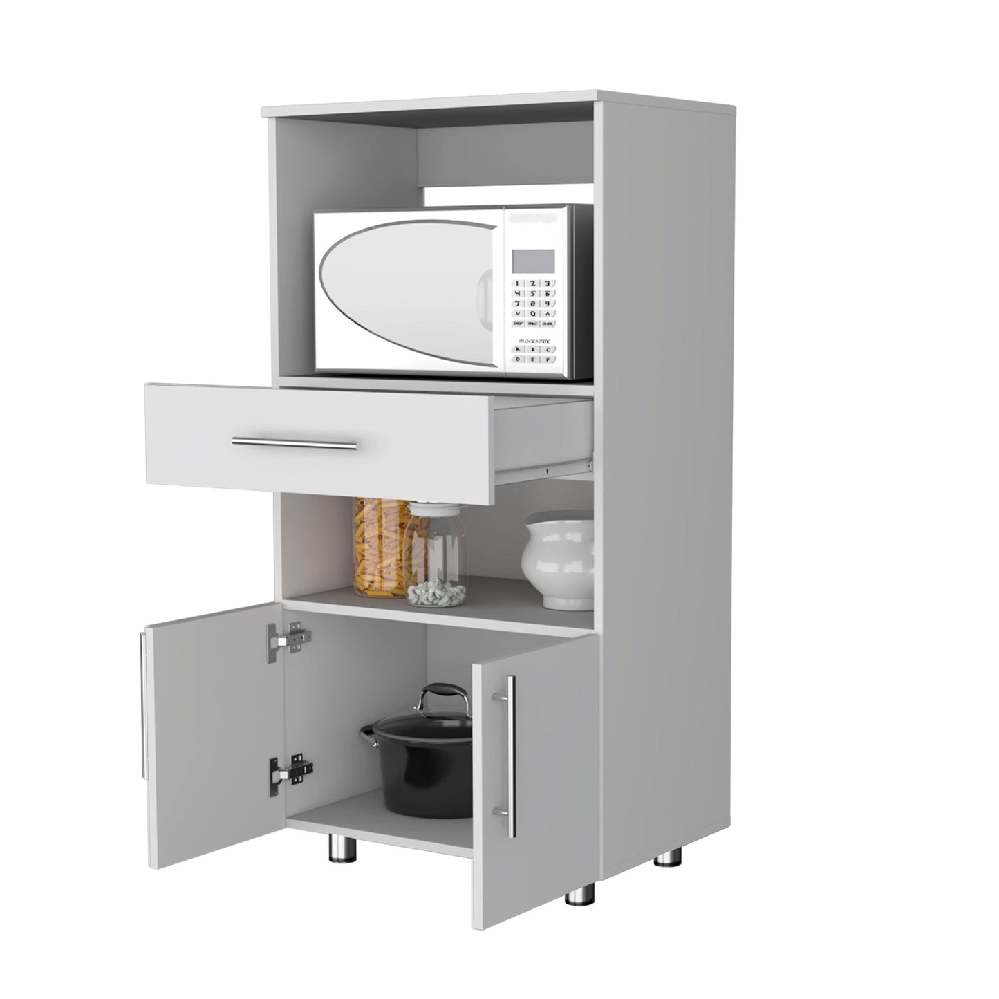 White Pantry Cabinet Microwave Stand image 5