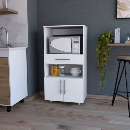White Pantry Cabinet Microwave Stand image 1