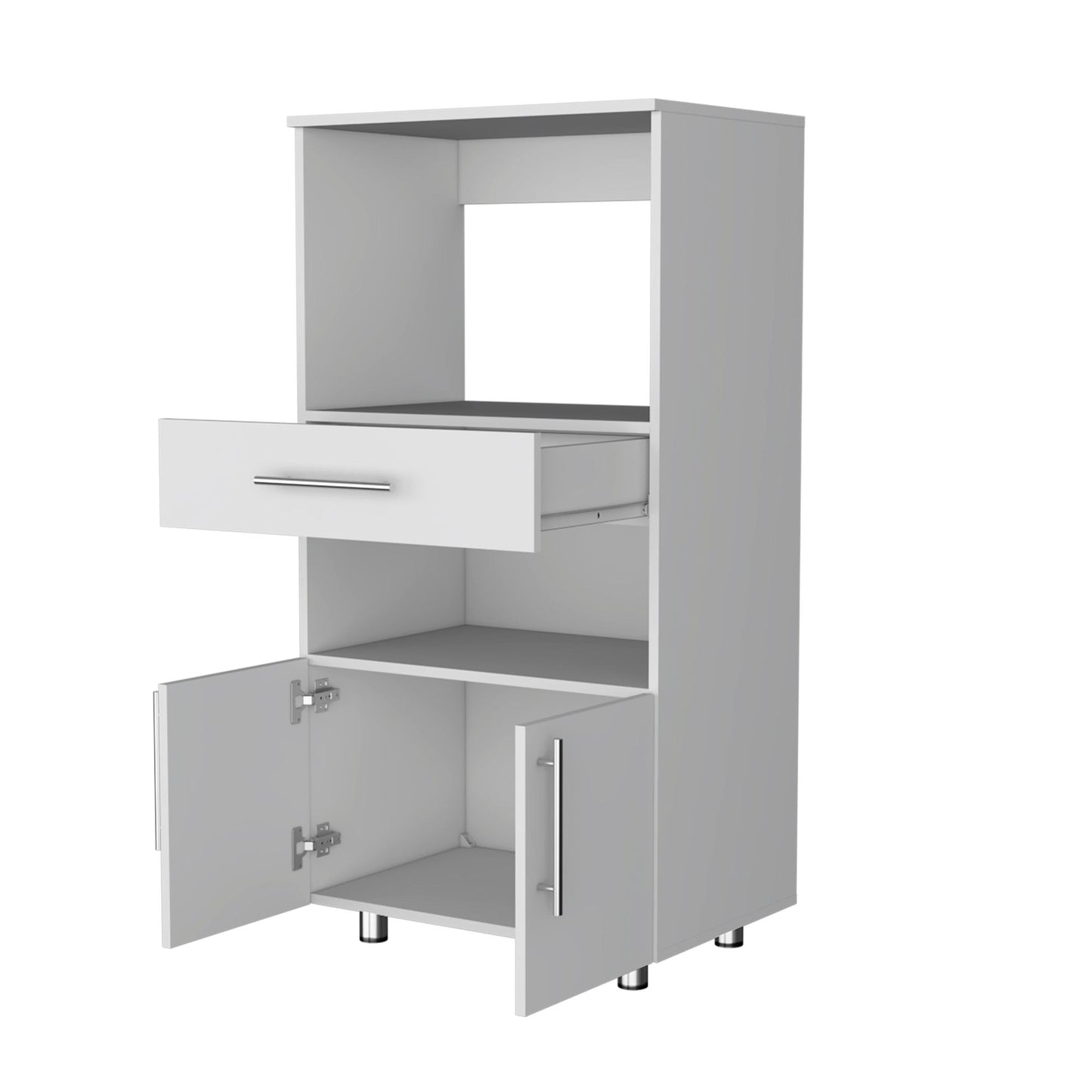 White Pantry Cabinet Microwave Stand image 4