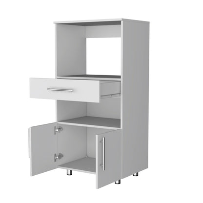 White Pantry Cabinet Microwave Stand image 4