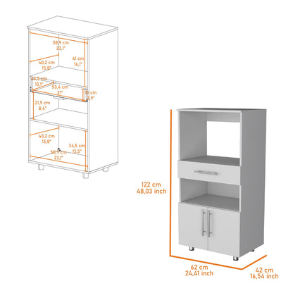White Pantry Cabinet Microwave Stand image 6