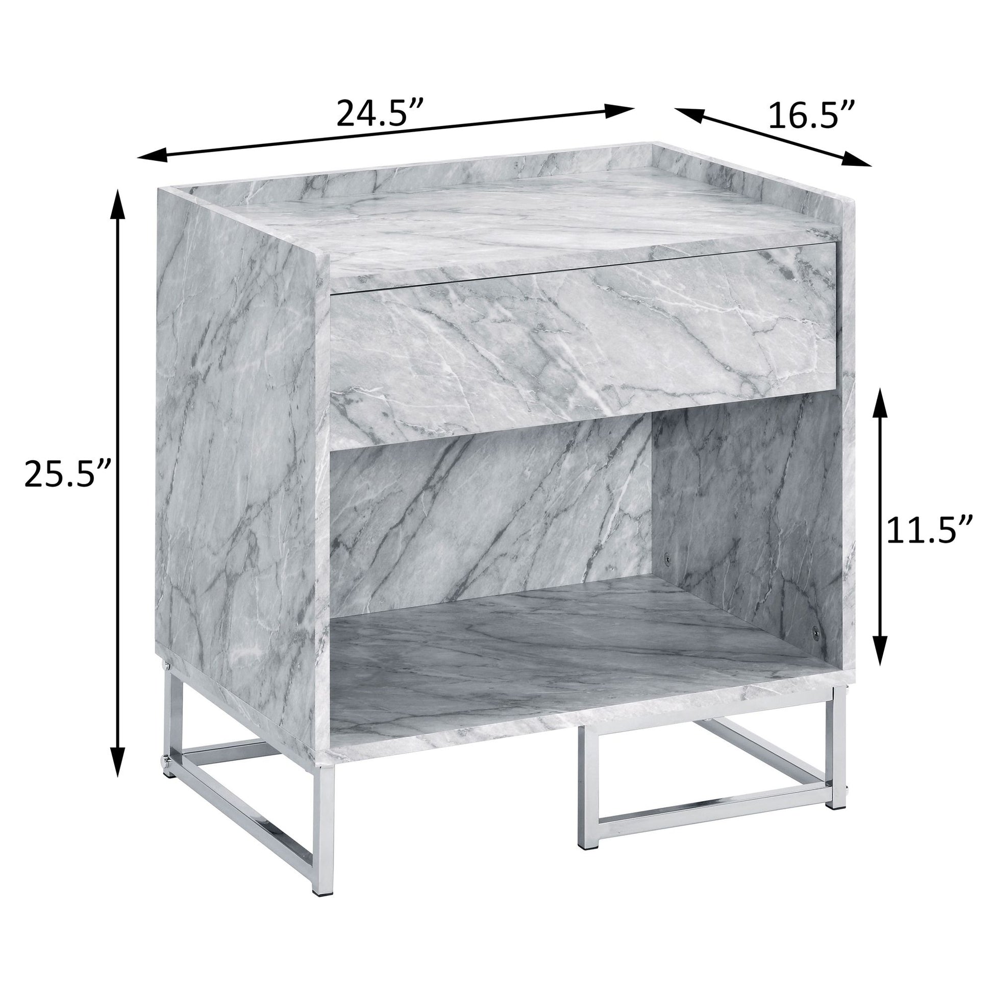 White Printed Faux Marble and Chrome Accent Table image 7