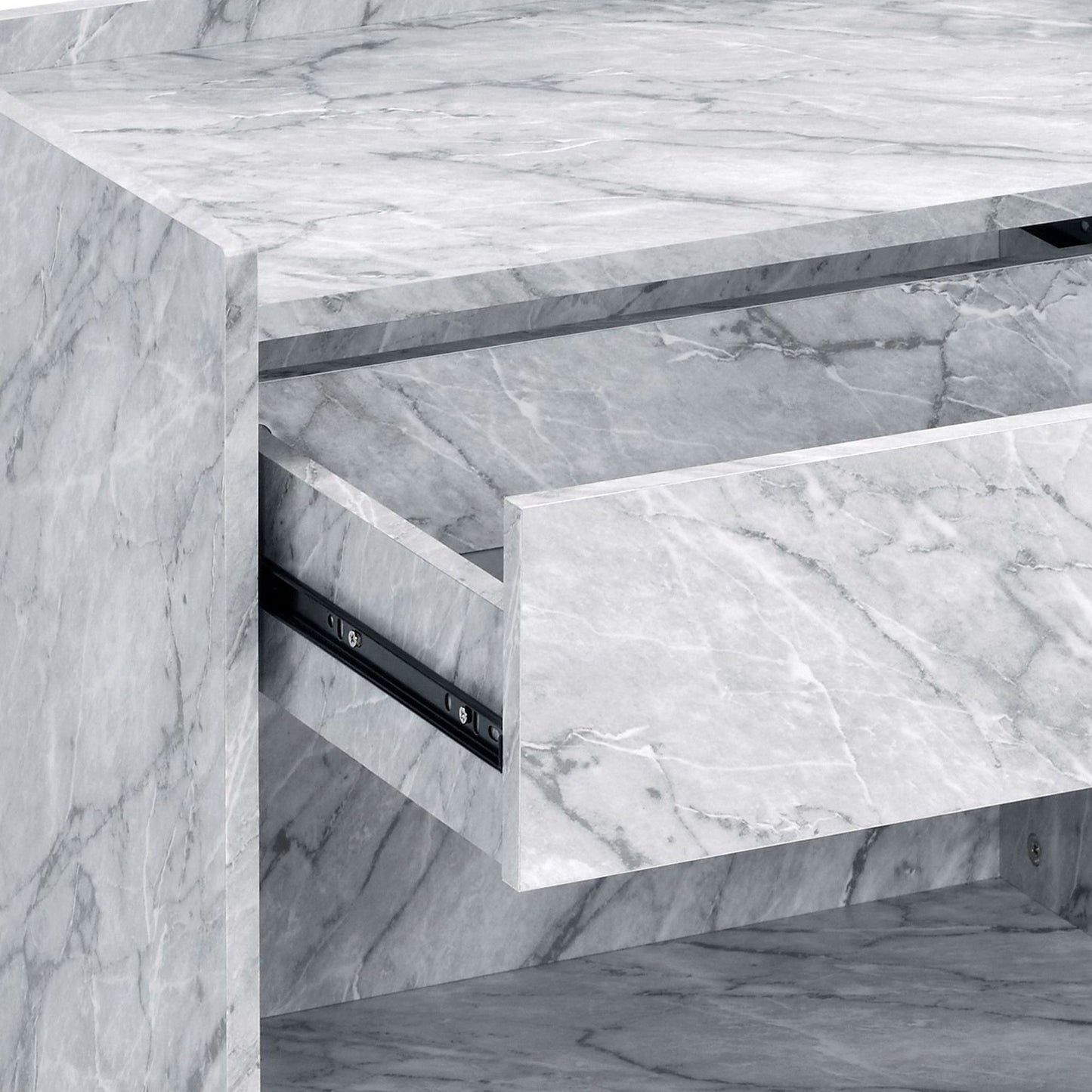 White Printed Faux Marble and Chrome Accent Table image 5