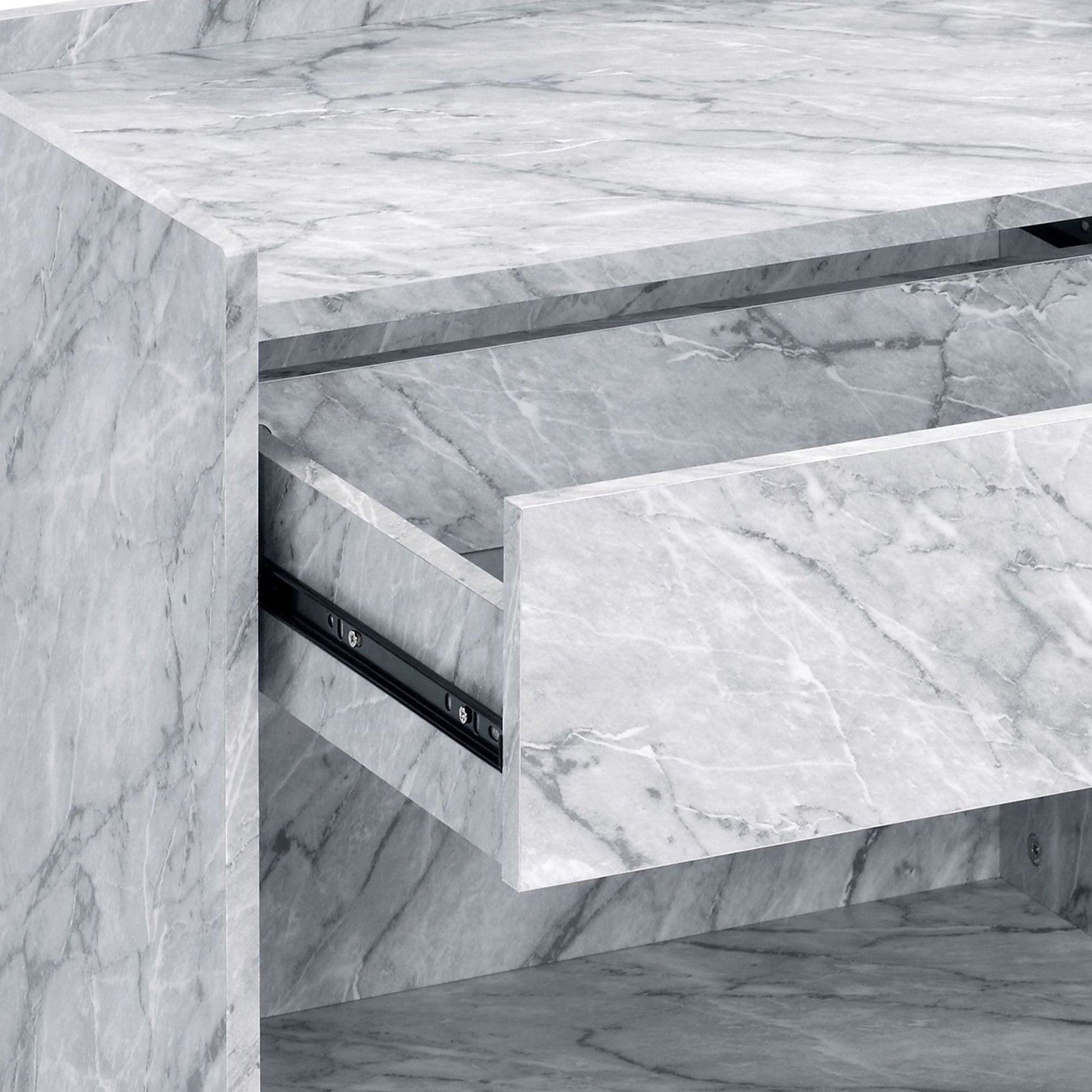 White Printed Faux Marble and Chrome Accent Table image 5