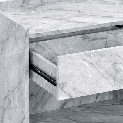 White Printed Faux Marble and Chrome Accent Table image 5