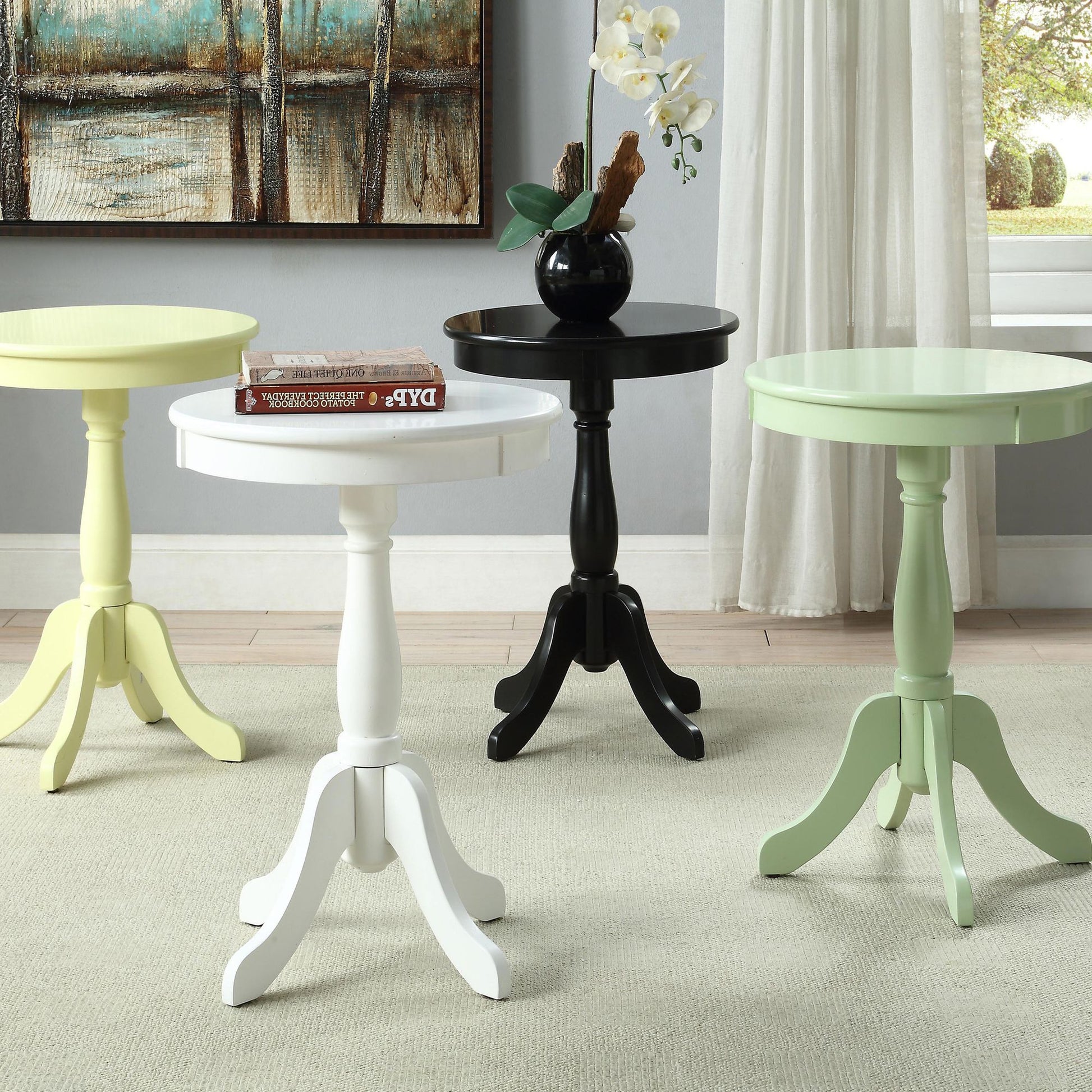White Side Table with Turned Pedestal image 7
