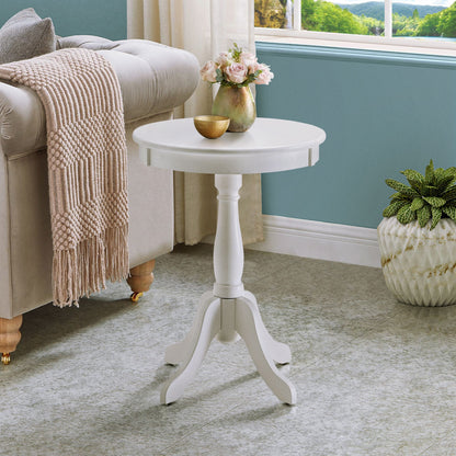 White Side Table with Turned Pedestal image 1