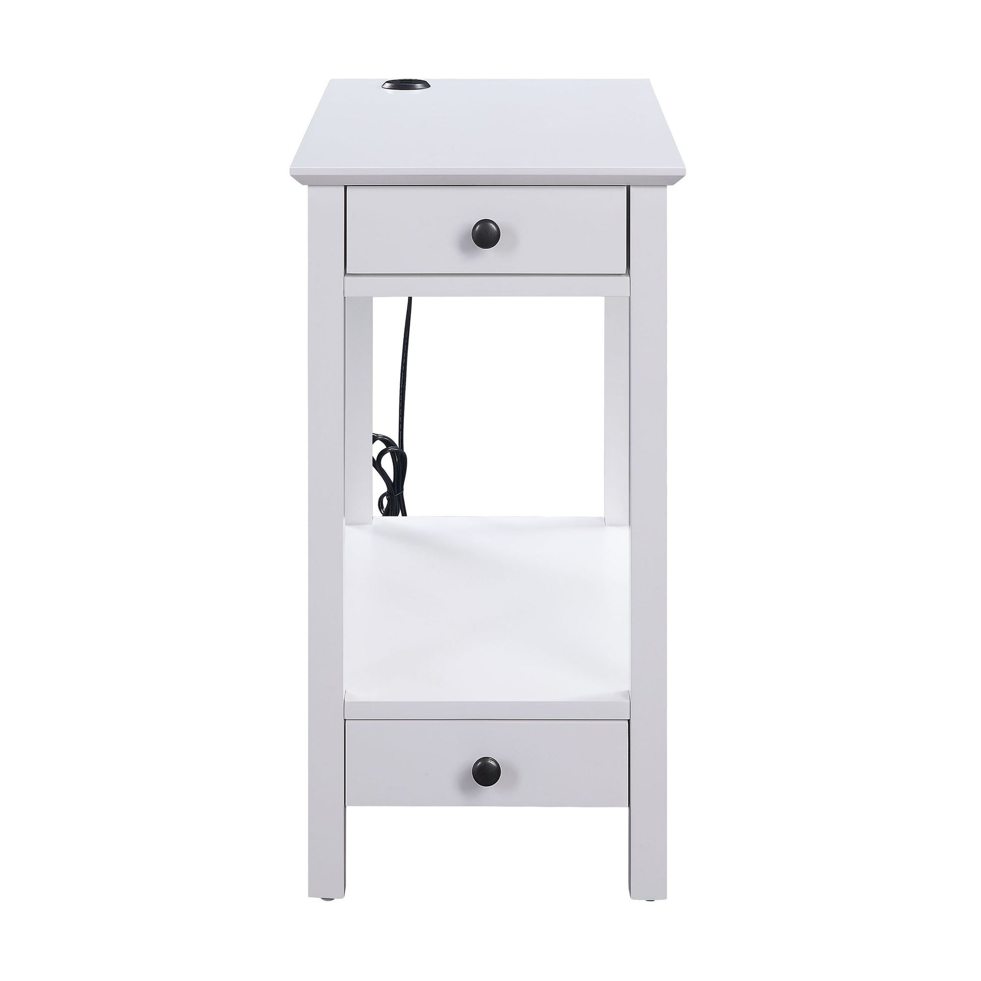 White Storage Accent Table with USB image 3