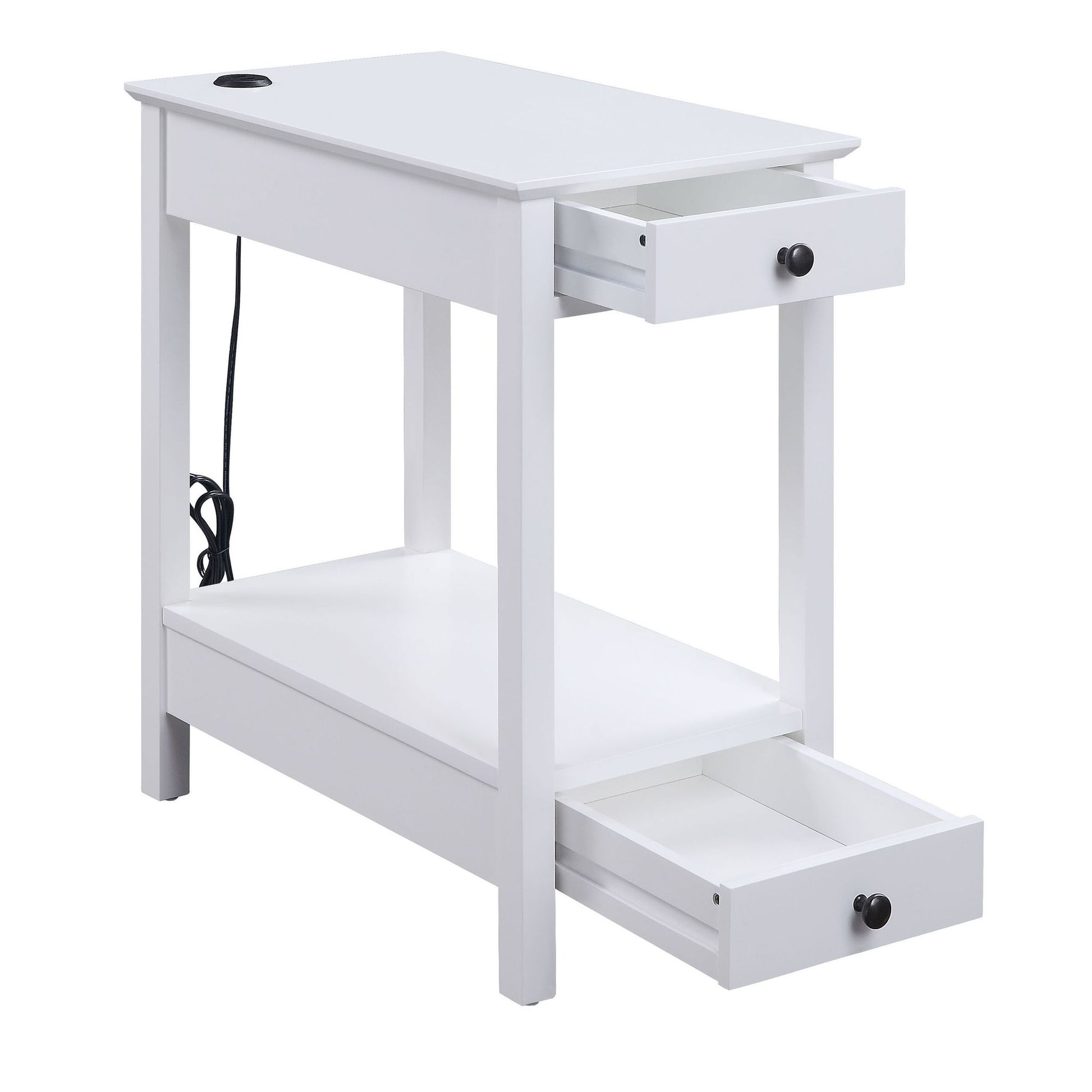 White Storage Accent Table with USB image 4