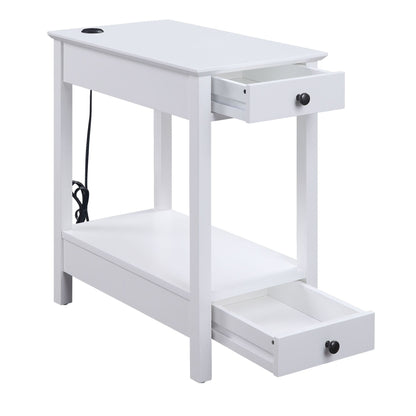 White Storage Accent Table with USB image 4
