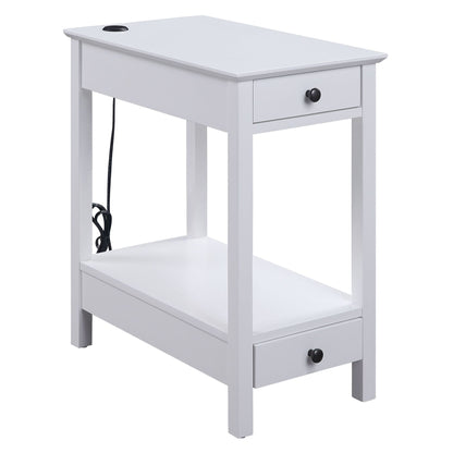 White Storage Accent Table with USB image 2