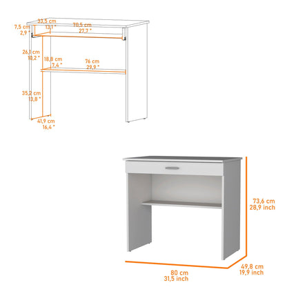 White Storage Desk with Drawer and Shelf image 6