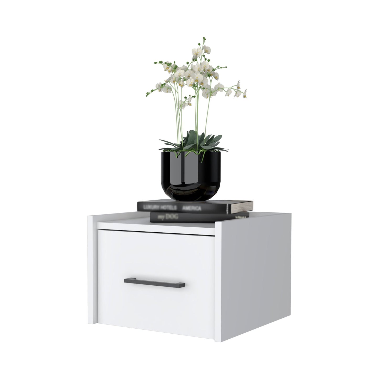 White Wall-Mounted Floating Nightstand image 5