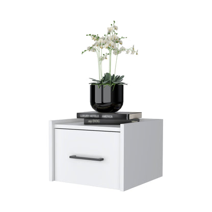 White Wall-Mounted Floating Nightstand image 5