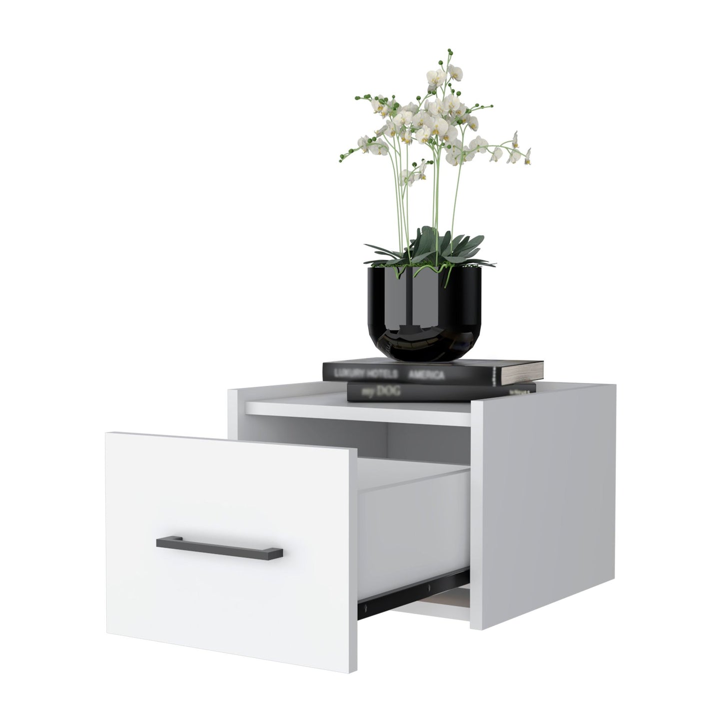 White Wall-Mounted Floating Nightstand image 6