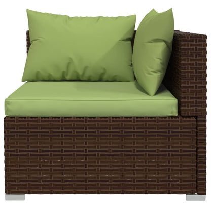 Wicker Patio Furniture 3 Piece with Cushions Brown Poly Rattan image 6