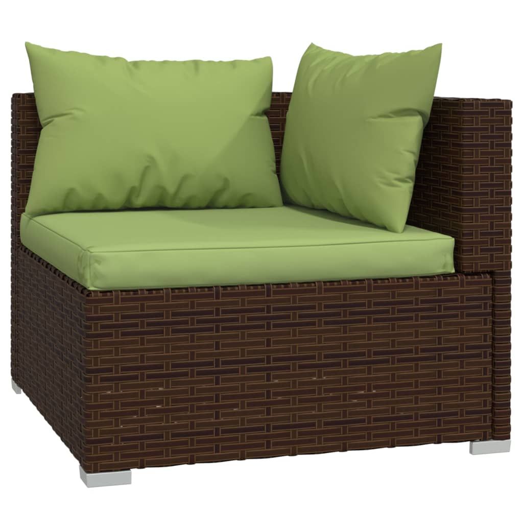 Wicker Patio Furniture 3 Piece with Cushions Brown Poly Rattan image 5