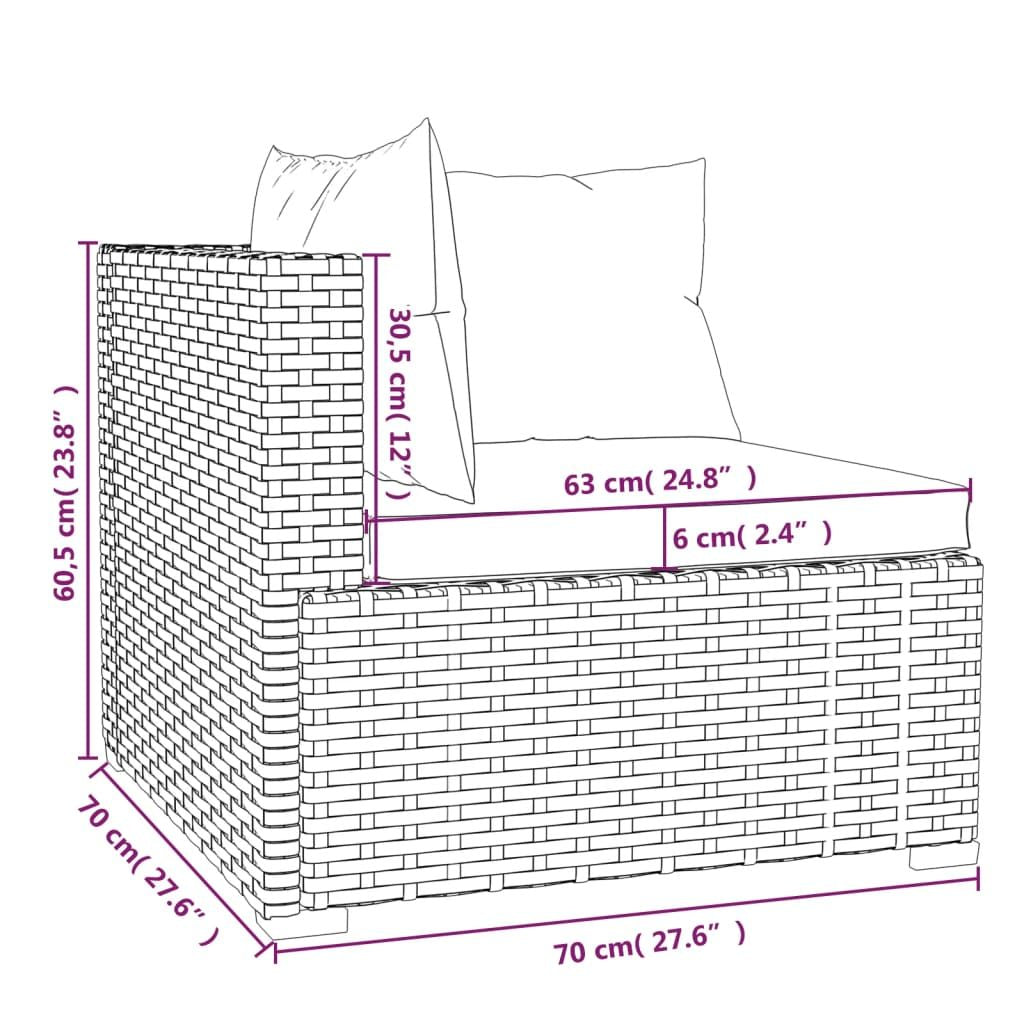 Wicker Patio Furniture 3 Piece with Cushions Brown Poly Rattan image 8