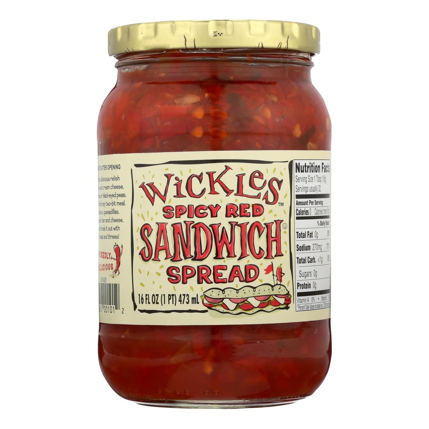 Wickle's Spicy Red Sandwich Spread - Case Of 6 - 16 Fz image 1