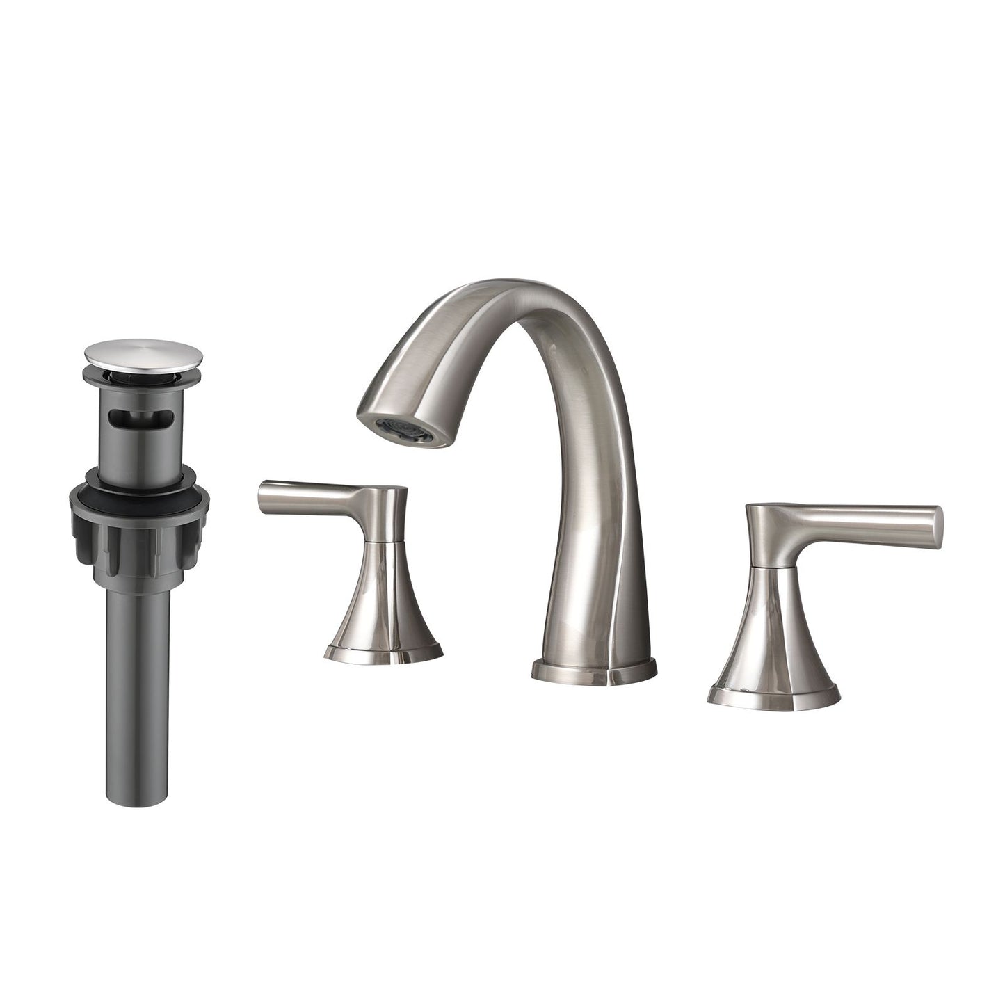 Widespread Bathroom Sink Faucets Two Handle 3 Hole Vanity Bath Faucet with Drain Assembly (Brushed Nickel) image 1