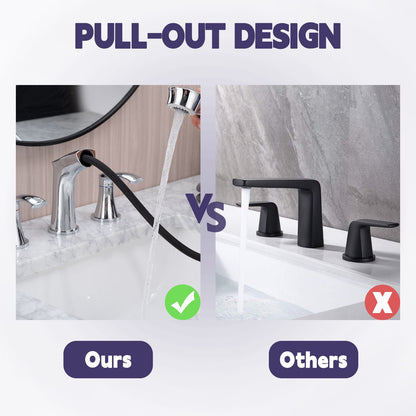 Widespread Pull Out Sprayer Bathroom Faucet, 2-handle Bathroom Sink Faucet image 11