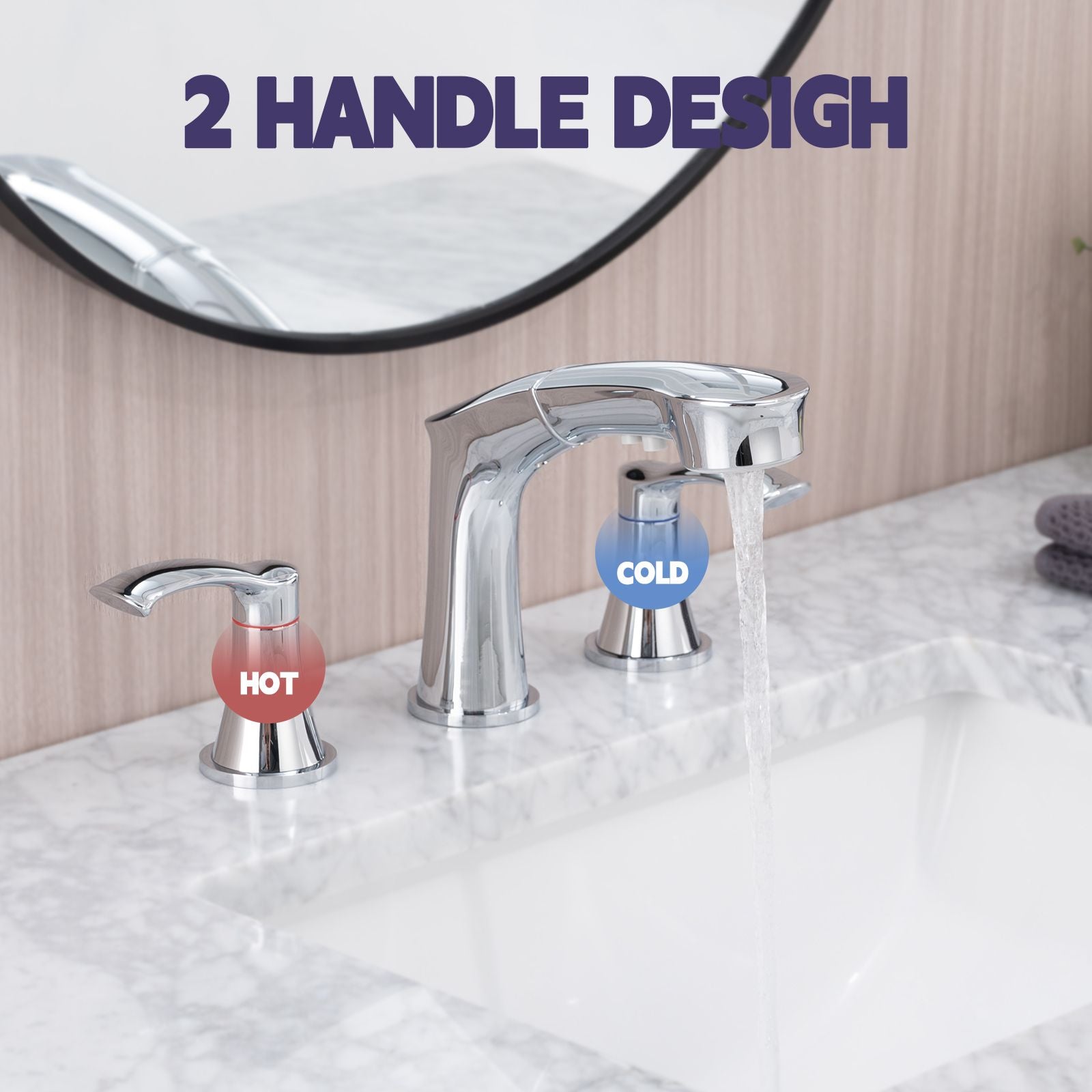 Widespread Pull Out Sprayer Bathroom Faucet, 2-handle Bathroom Sink Faucet image 8