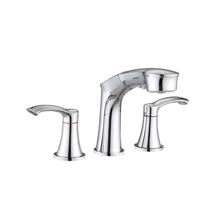 Widespread Pull Out Sprayer Bathroom Faucet, 2-handle Bathroom Sink Faucet image 1