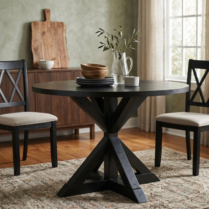 Windvale Cross-Buck Base Dining Table in Black image 2