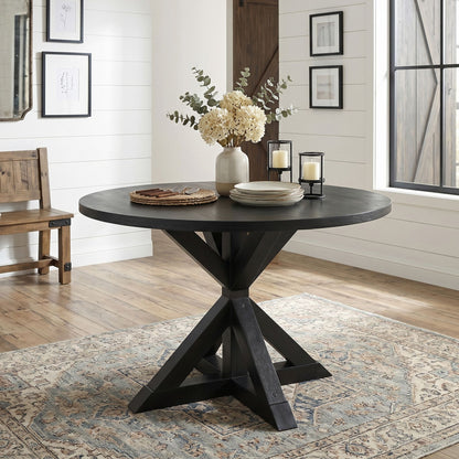 Windvale Cross-Buck Base Dining Table in Black image 1
