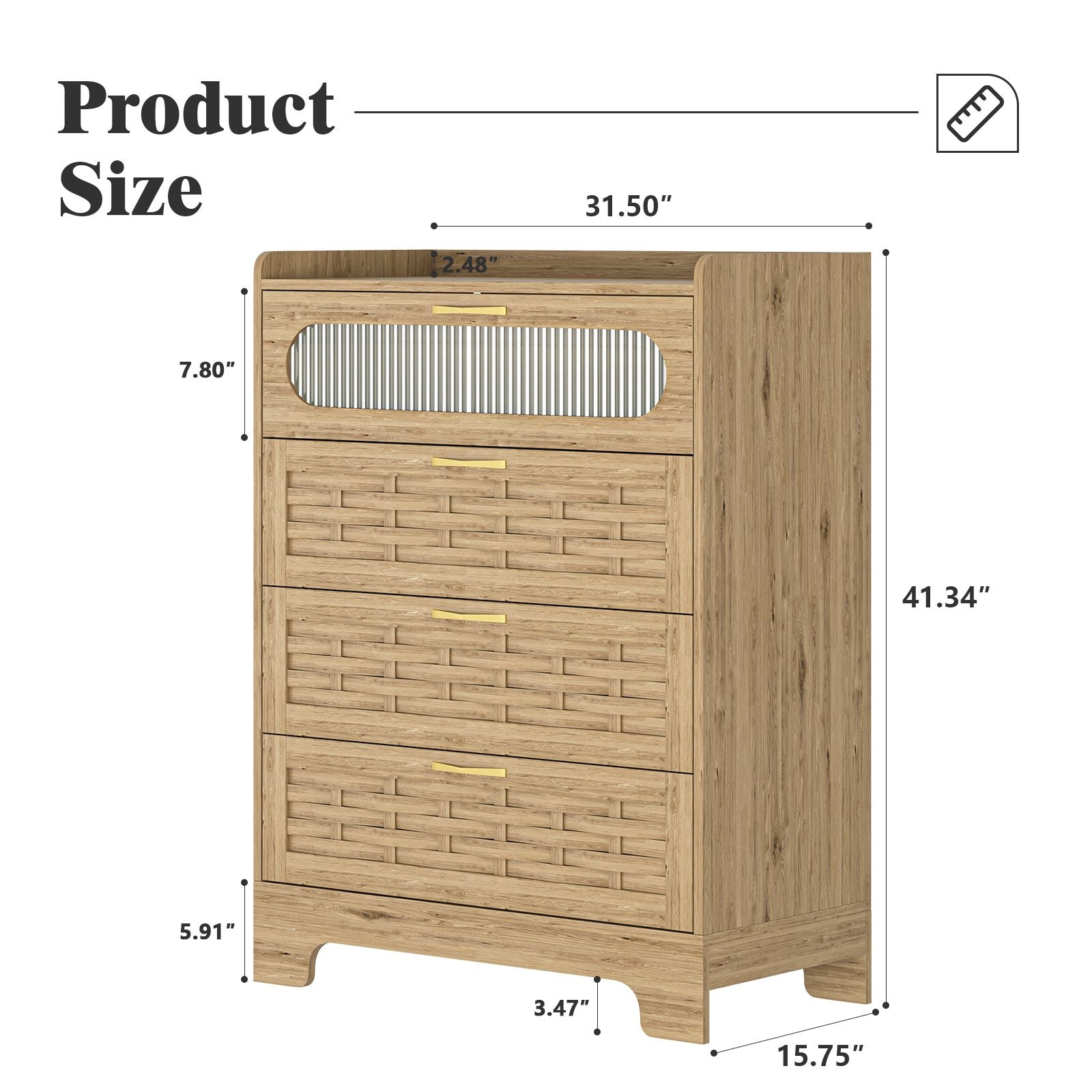 Wood 4 Drawer Dresser for Bedroom, Large Double Dresser with Wide Drawers, Modern Chest of Drawers,Storage Organizer Dre image 4