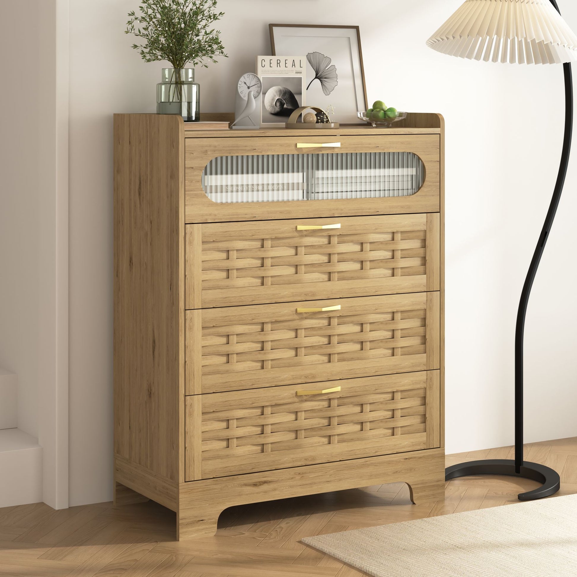 Wood 4 Drawer Dresser for Bedroom, Large Double Dresser with Wide Drawers, Modern Chest of Drawers,Storage Organizer Dre image 1