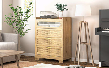 Wood 4 Drawer Dresser for Bedroom, Large Double Dresser with Wide Drawers, Modern Chest of Drawers,Storage Organizer Dre image 7