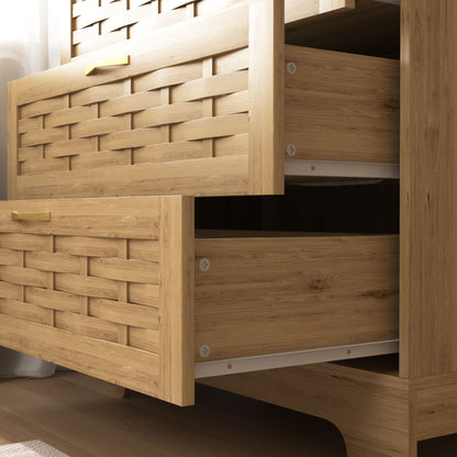 Wood 4 Drawer Dresser for Bedroom, Large Double Dresser with Wide Drawers, Modern Chest of Drawers,Storage Organizer Dre image 9