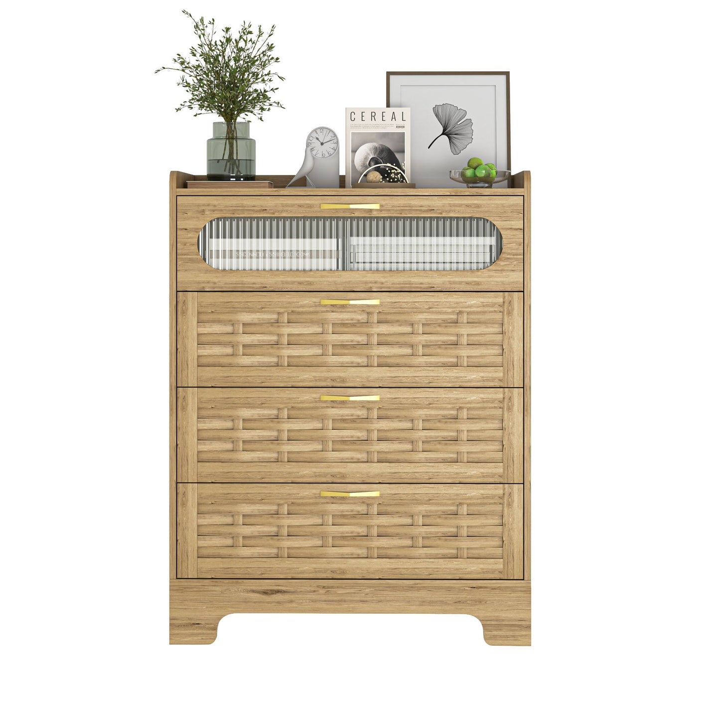 Wood 4 Drawer Dresser for Bedroom, Large Double Dresser with Wide Drawers, Modern Chest of Drawers,Storage Organizer Dre image 6