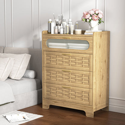Wood 4 Drawer Dresser for Bedroom, Large Double Dresser with Wide Drawers, Modern Chest of Drawers,Storage Organizer Dre image 3