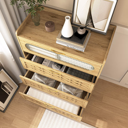 Wood 4 Drawer Dresser for Bedroom, Large Double Dresser with Wide Drawers, Modern Chest of Drawers,Storage Organizer Dre image 2