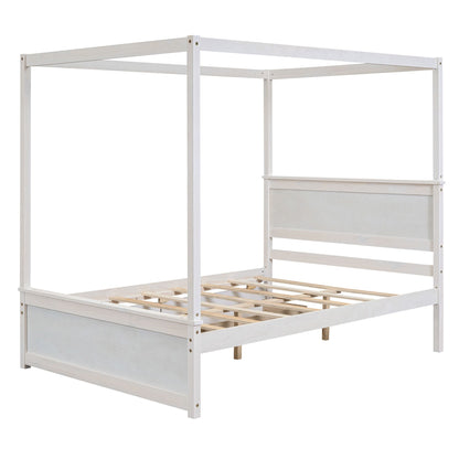 Full size platform bed with slat support no box spring needed