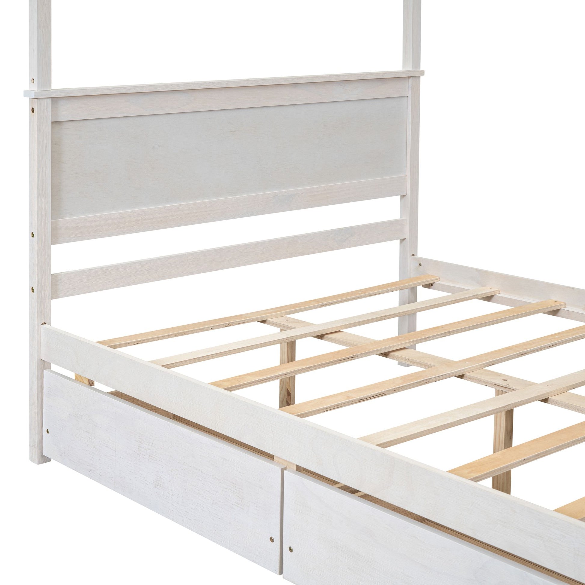 Under bed storage drawers on canopy bed
